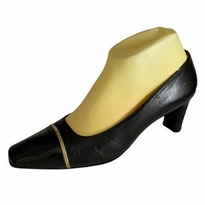 St. John Black Patent Cap Toe Pumps 7.5